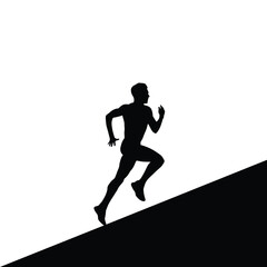 Silhouette of Man Running Uphill Illustration