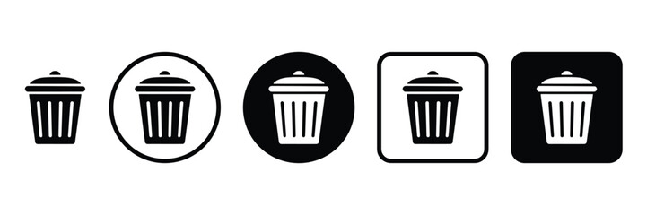 Trash can icon set in various styles