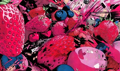 Éclat de baies roses et rouges