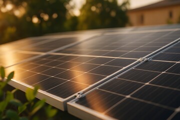 Close-up of Solar cell in nature and for Solar energy for powering homes and lighting.