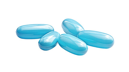 light blue pharmaceutical pills on white background transparent