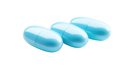 light blue pharmaceutical pills on white background transparent