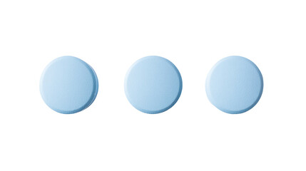 Three Light Blue Pharmaceutical Pills on Transparent Background

