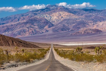 Desert Highway Meets Mountain Range Landscape