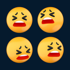 frown, face, emoji, 3d, object