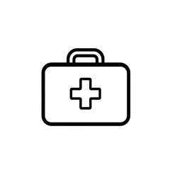 Obraz premium Medical Case Line Icon First Aid Kit Symbol Healthcare isolated on a transparent background. High quality PNG, commercial use.