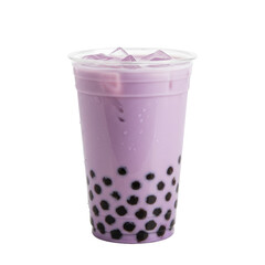 Taro Bubble Tea with Tapioca Pearls in Plastic Cup