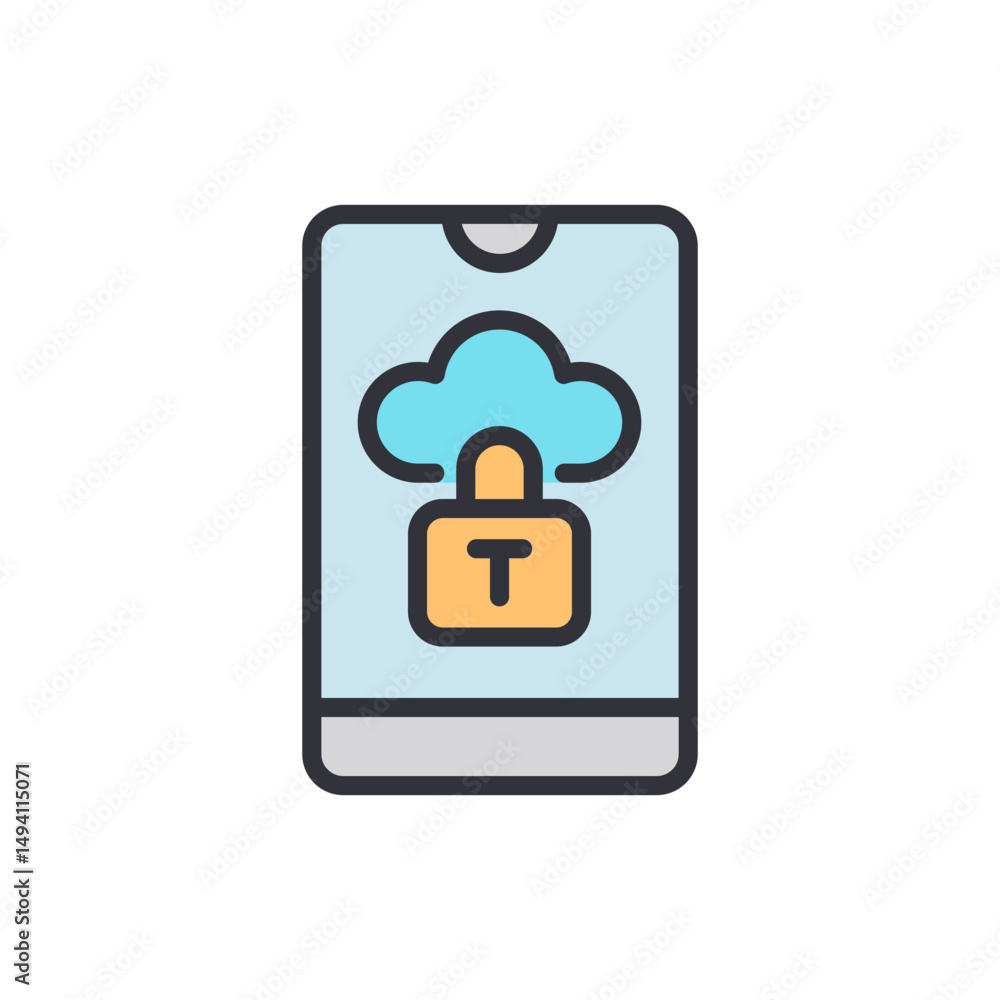 Poster smartphone displaying secure cloud storage and digital encryption