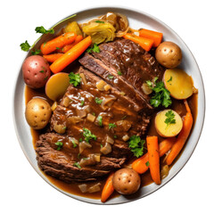 Traditional German Sauerbraten with Tender Marinated Beef on Transparent Background

