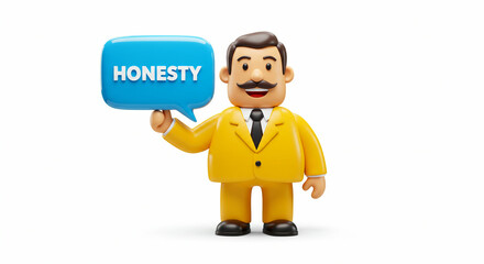 Obraz premium Mustachioed cartoon man touts honesty
