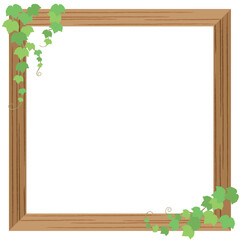 ツタの飾りがある正方形ウッドフレームのベクターイラスト