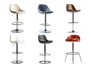 Sleek Modern Bar Stools on Transparent Background for Design Use