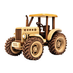Obraz premium Wooden Farm Tractor Toy With Removable Parts Isolate isolated on a transparent background. High quality PNG, commercial use.