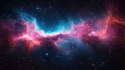 Vibrant colorful nebula glowing in deep space with bright stars scattered across the cosmic expanse creating a sense of wonder and vastness