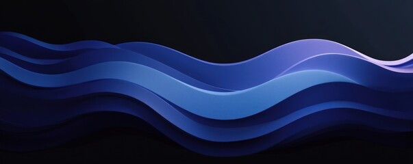 Abstract flowing layered blue waves with smooth curves on a dark background conveying calmness and fluidity