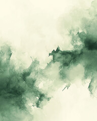 Subtle Watercolor Wash Background Pastel Green and Ivory Abstract Art