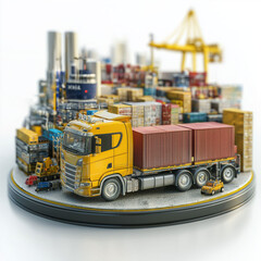 Naklejka premium Value chain supply chain strategy. Logistics innovation. Manufacturing strategy. Clip art 3D. Innovative logistics strategies for strategic value creation.