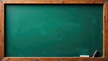 A vintage green chalkboard with chalk marks and a worn wooden frame , knowledge, education, old