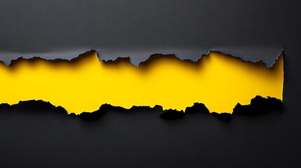 Torn Black Paper Reveals Vibrant Yellow Background Perfect for Design Projects Text Overlay and Advertising