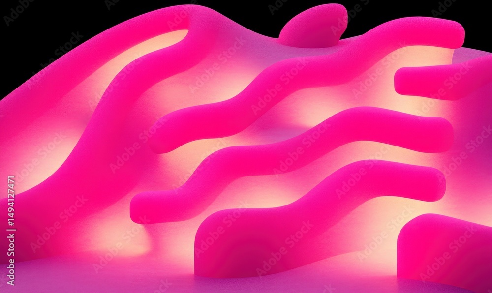 Aufkleber abstract smooth pink and purple undulating shapes with glowing warm light illuminating the curves cr