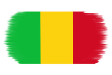 Mali flag on transparent background. Mali flag with brush texture paint style. Bamako. National, country flag sticker