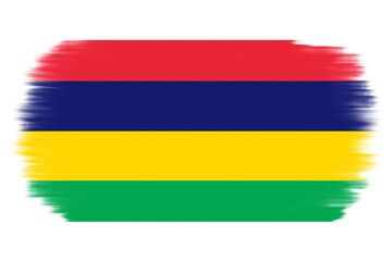 Mauritius flag on transparent background. Mauritius flag with brush texture paint style. port louis. National, country flag sticker