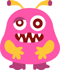 Pink Furry Creature with Googly Eyes and Yellow Limbs.