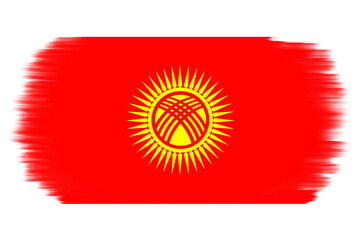 Flag of Kyrgyzstan on transparent background. Kyrgyzstan flag with brush texture paint style. Bishkek. National, country flag sticker