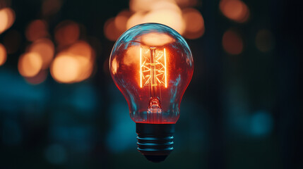 glowing light bulb on dark background