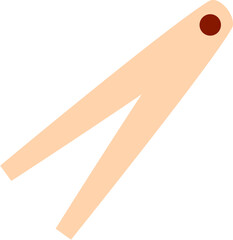 Simple beige tweezers with brown rivet, isolated.