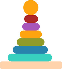 Stacked Ring Tower Toy, Vibrant Geometric Shapes, Child's Play Concept, Educational Illustration.