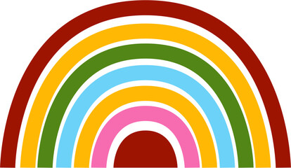 Obraz premium Arched Spectrum: Simplified Color Bands, Semicircular Design on White.