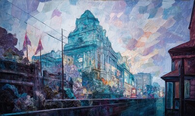 Bâtiment majestueux au crépuscule