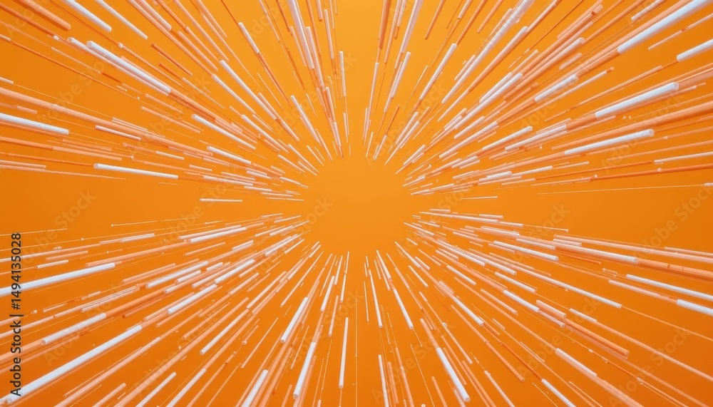 Aufkleber abstract radiating lines in vibrant orange creating a dynamic sunburst effect
