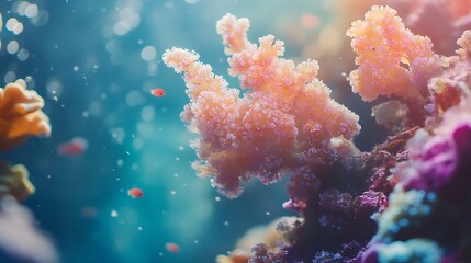 Colorful Coral Reef Underwater Landscape with Vibrant Fish Swimming