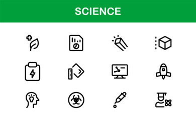 Science Themed Icon Pack. Clean, Vector-Based Designs for Educational and Scientific Projects