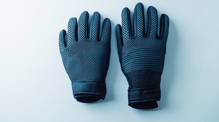 Two dark blue work gloves
