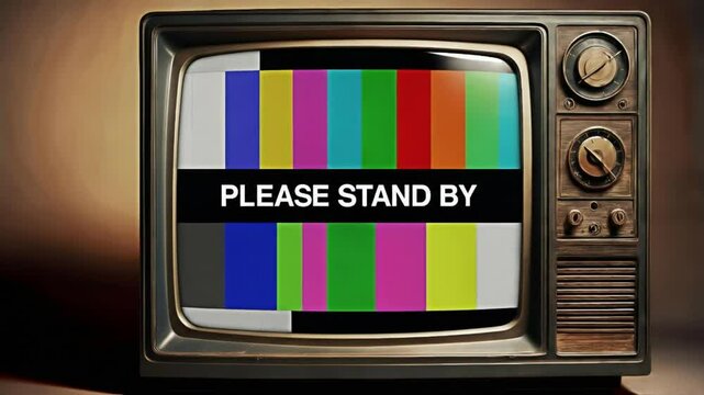 Retro TV Color Test Card with Bold Please Stand By Text