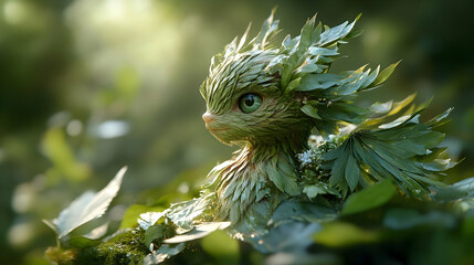 Enchanted creature of the forest, detailed digital illustration.
