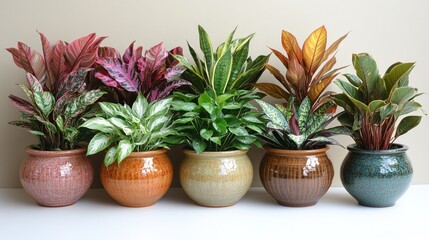 Obraz premium Vibrant Indoor Plants in Decorative Pots