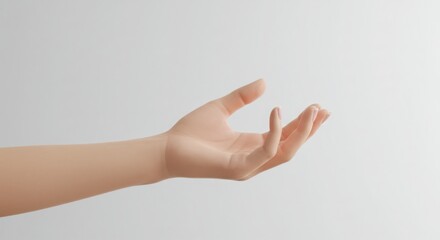 Open hand gesture for product placement or giving concept