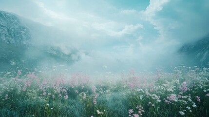 Fototapeta premium Misty Mountain Meadow
