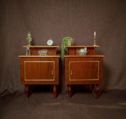 vintage wooden furniture on dark background