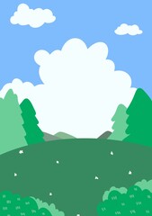 Blue nature field hill illustration background