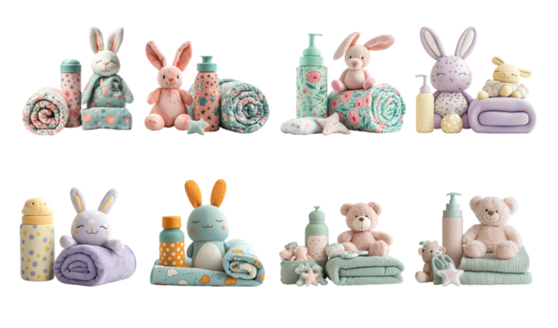 Cute Baby Accessories Collection with Pastel Colors and Soft Textures - Powered by Adobe