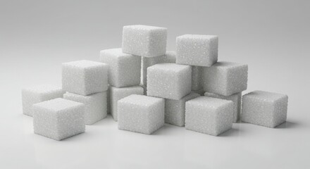Pile of white sugar cubes for sweetening food and drinks