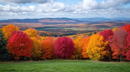 Autumnal vista of vibrant fall foliage
