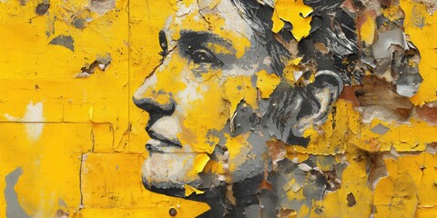 Portrait urbain abstrait en jaune