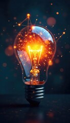 A lightbulb illuminates a network of interconnected ideas, symbolizing innovative and effective solutions, representing the power of insightful thinking and strategic planning , creativity, results