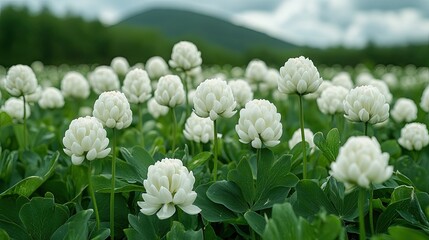 White Clover Field with Mountain View.